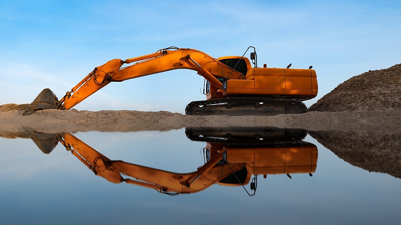 Excavator at work on construction site