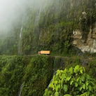 Truck on jungle mountainside