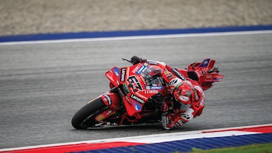Ducati superbike cornering on racetrack