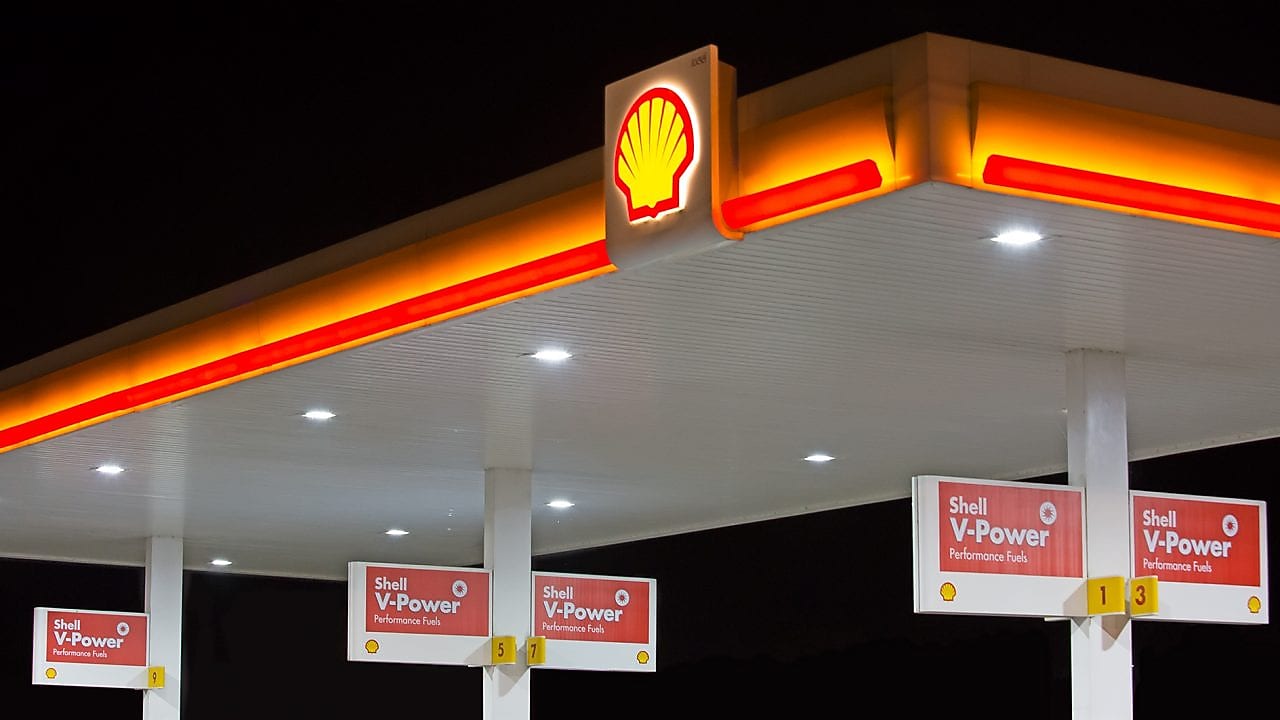 Shell forecourt pecten night