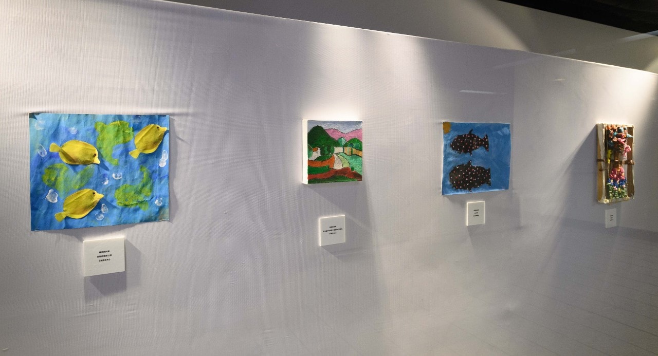 Painting on stand in glass room art exhibition