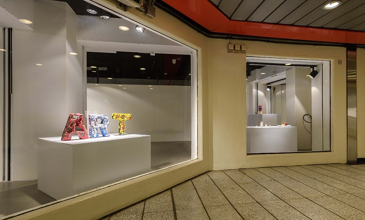 Art alphabets in glass room art exhibition