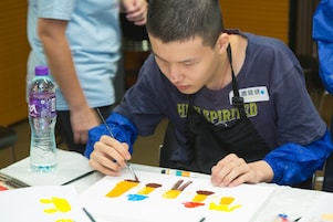 Student with special educational needs have created a series of colorful painting with the theme of “Harmonious society”.