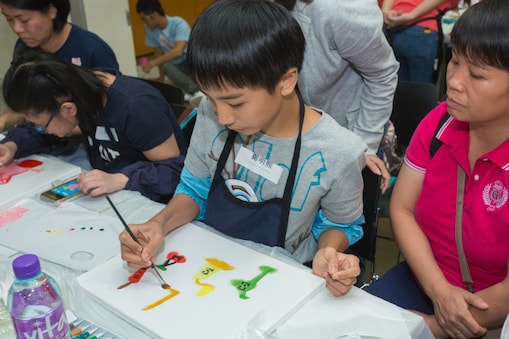 Student with special educational needs have created a series of colorful painting with the theme of “Harmonious society”.