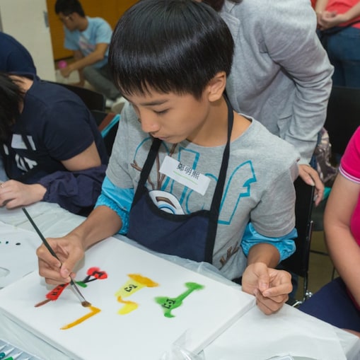 Student with special educational needs have created a series of colorful painting with the theme of “Harmonious society”.